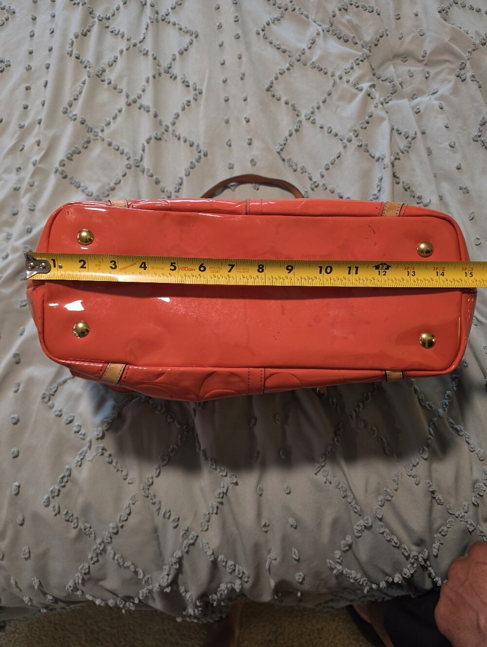 Coach Peyton Papaya Patent Leather Shoulder Bag with Charm - Picture 6 of 6